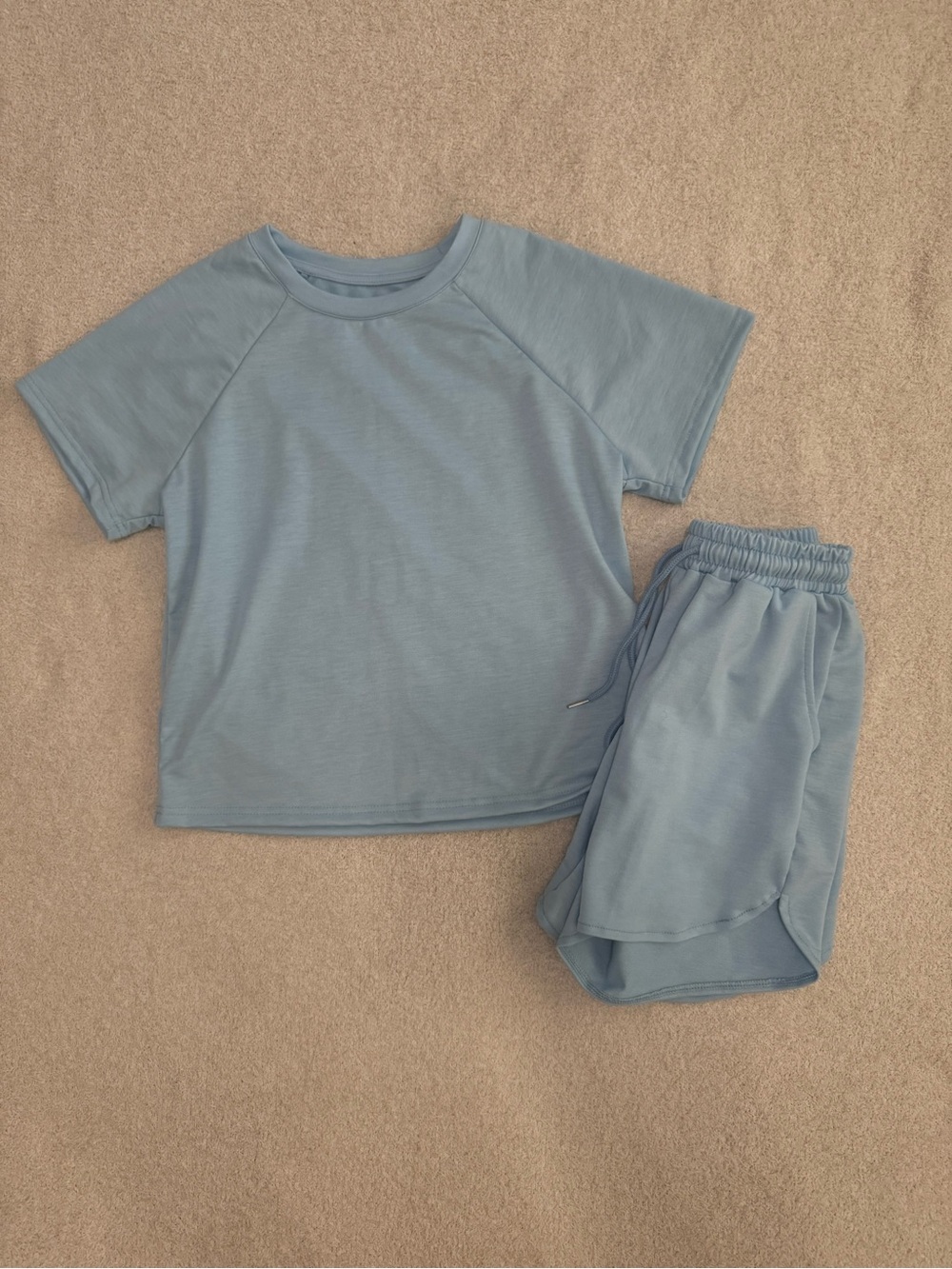SHEIN Light Blue Short Sleeve Top and Shorts Set
